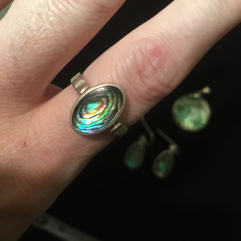 Vintage Solid Sterling Silver 925 Abalone Spinnin… - image 3